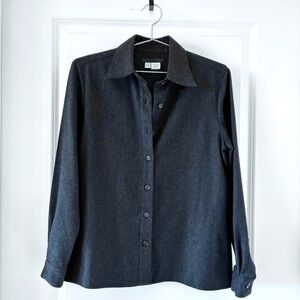 Zara Woman Wool Blend Button Front Shirt Jacket Charcoal Gray M Made in Spain